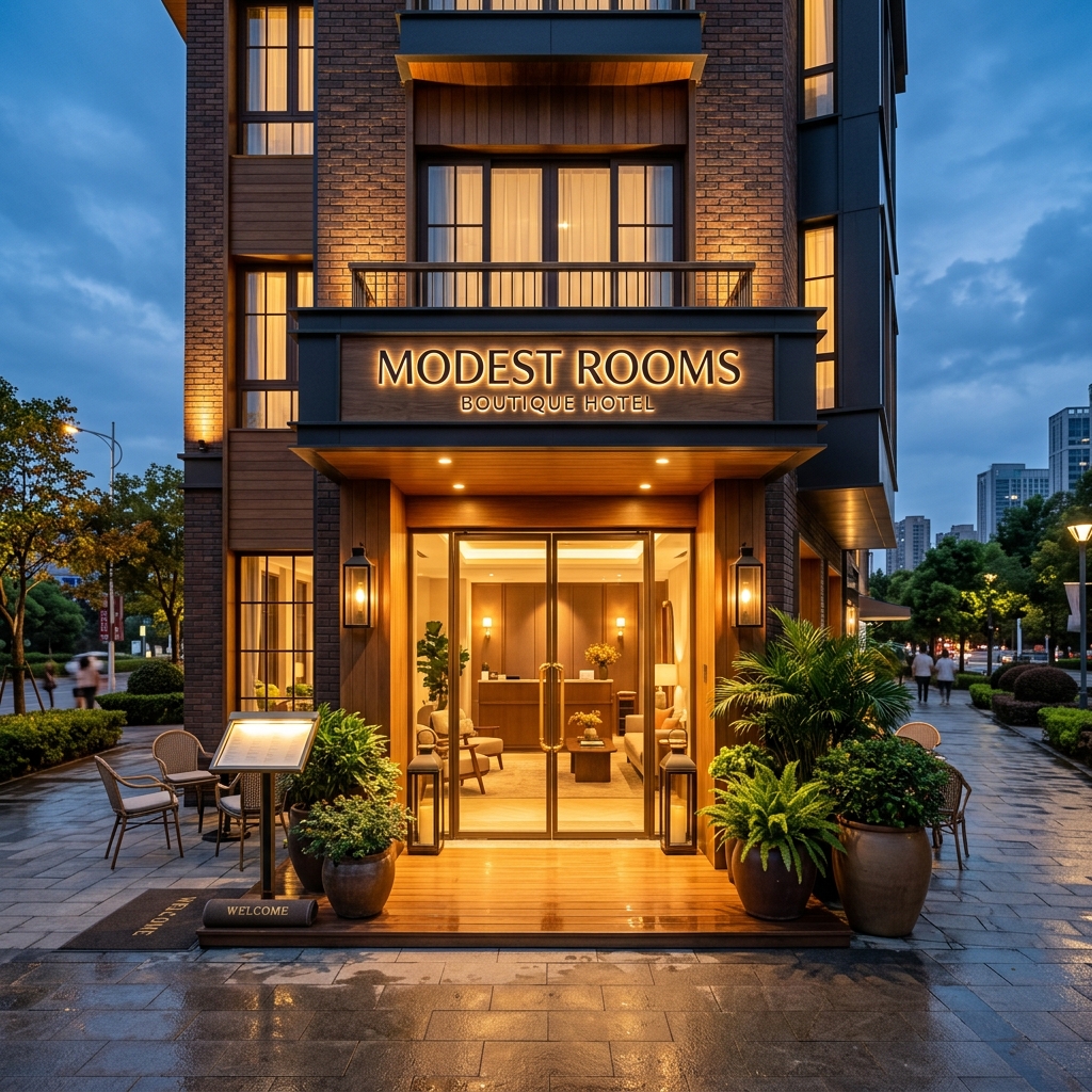 Boutique hotel entrance facade