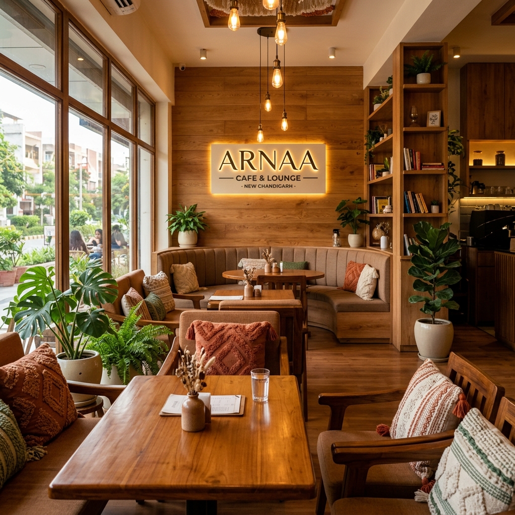 Cozy Cafe interior layout at Arnaa Cafe